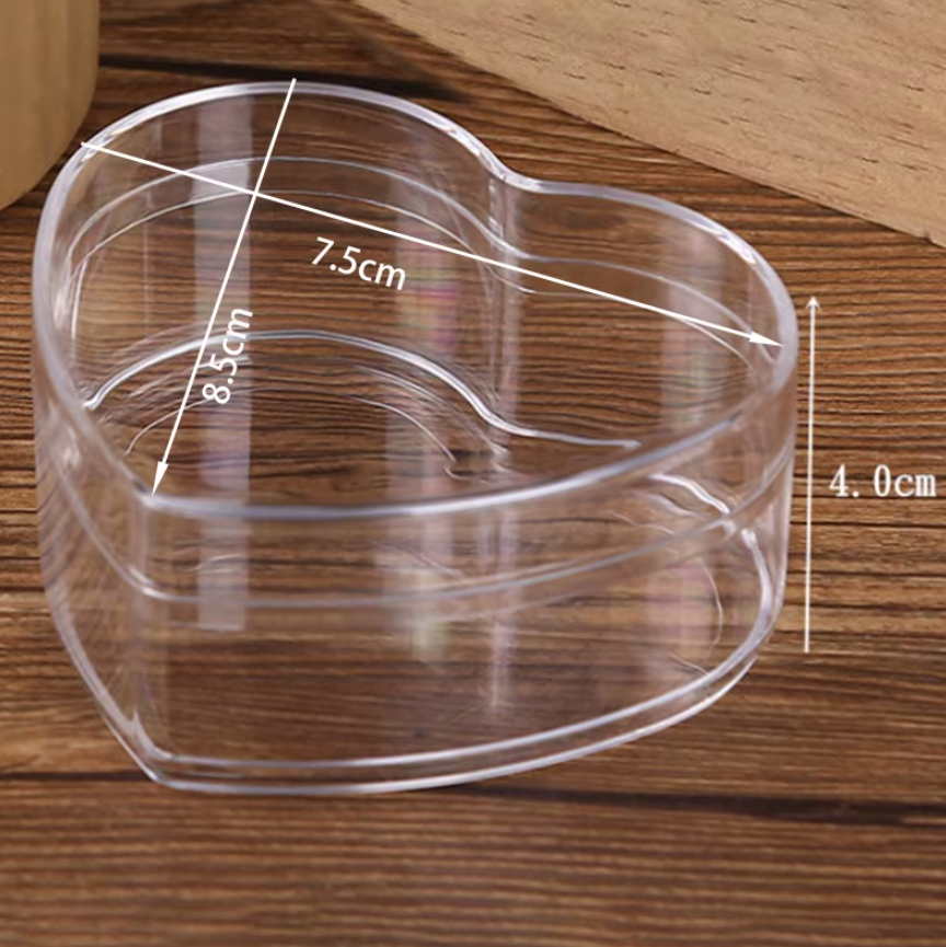 Boîte de distribution en forme de cœur en plexiglas transparent - Taille(8,5×7,5×4 cm) pour dragées et fêtes