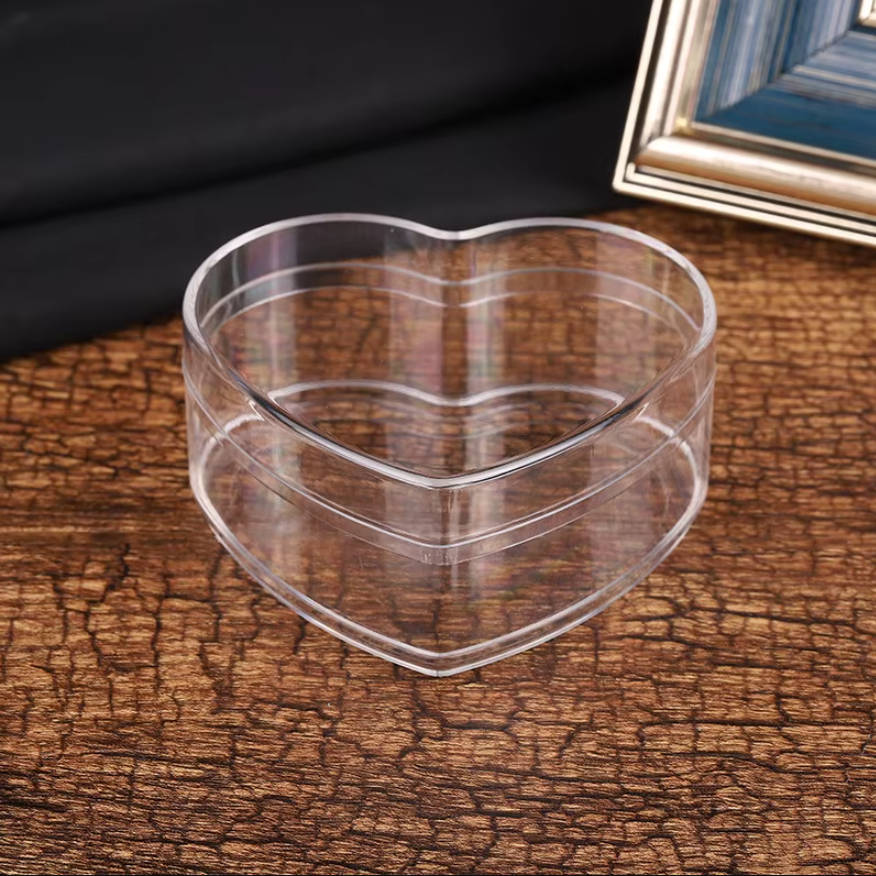 Boîte de distribution en forme de cœur en plexiglas transparent - Taille(8,5×7,5×4 cm) pour dragées et fêtes
