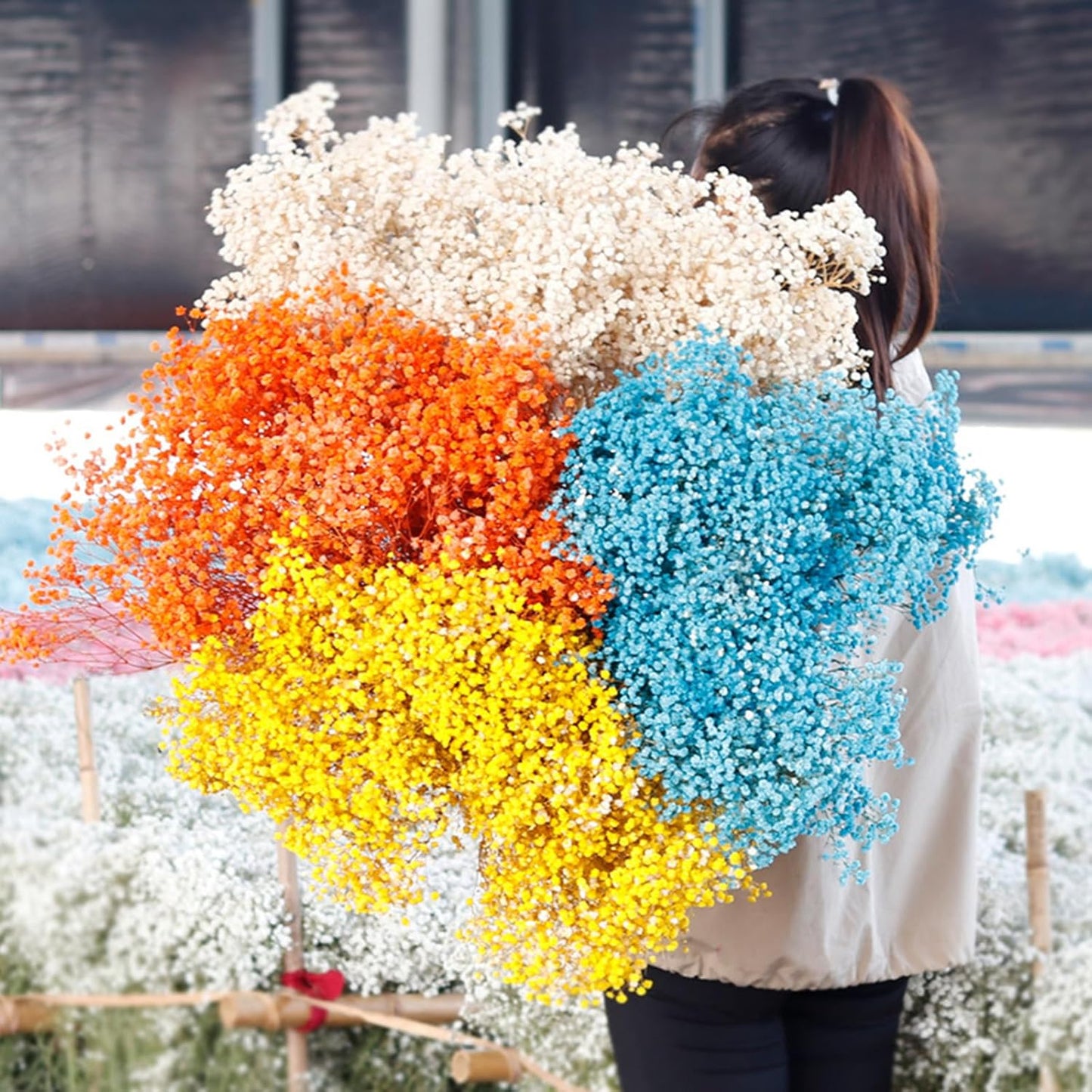 Bouquet de Fleurs Séchées Naturelles Une Touche Élégante pour Décorer les Cadeaux Beige