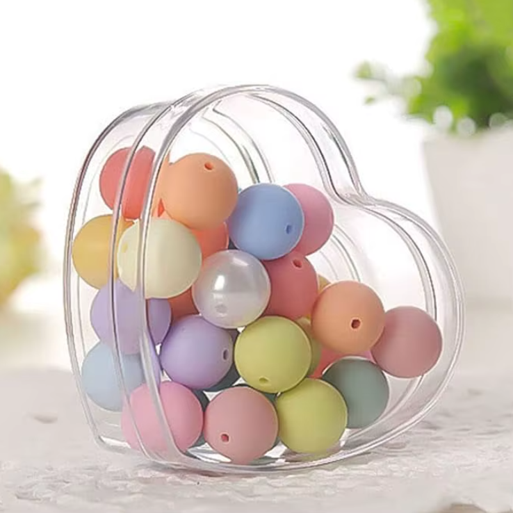 Boîte de distribution en forme de cœur en plexiglas transparent - Taille(8,5×7,5×4 cm) pour dragées et fêtes