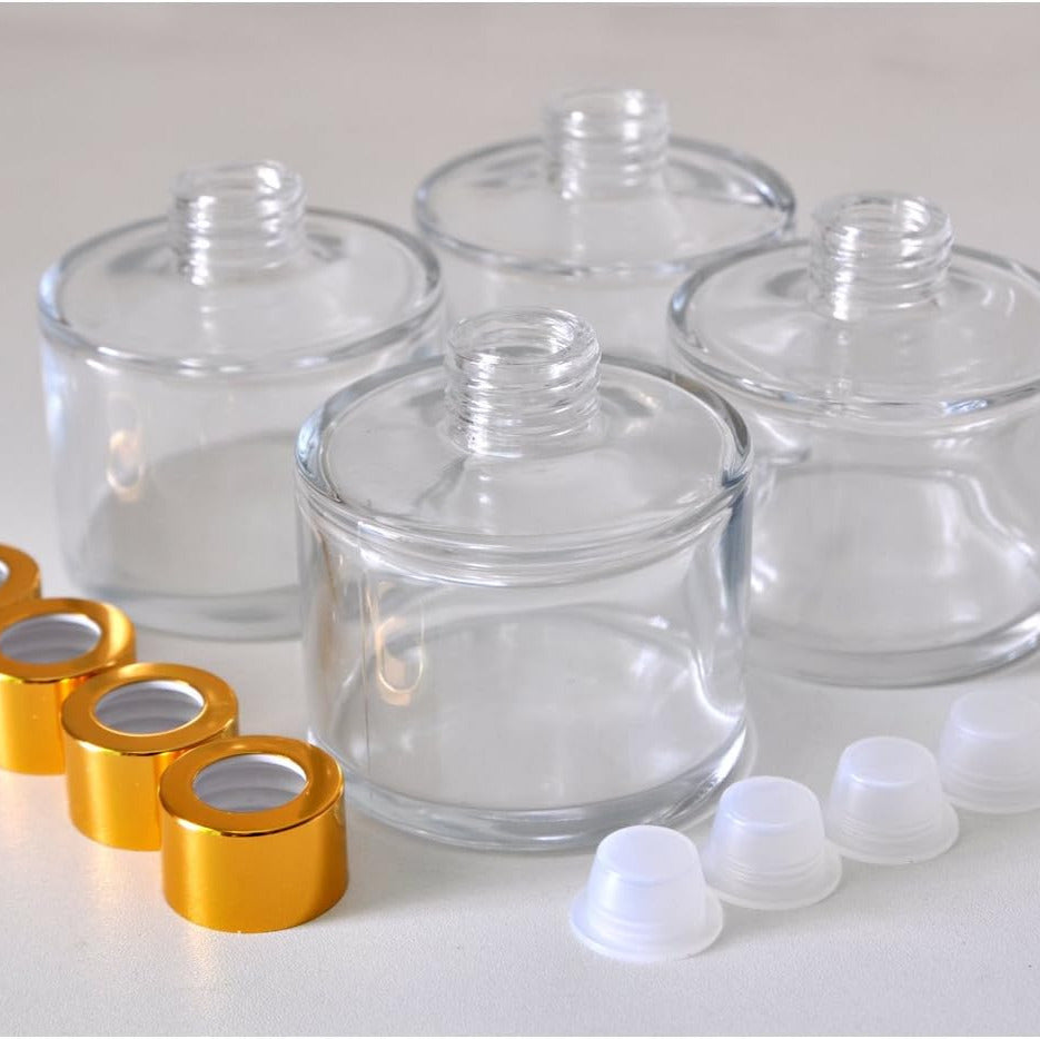 Flacon diffuseur en verre 50ml avec bouchon doré+2 Bâton 15CM (blanc noir)