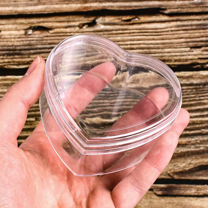 Boîte de distribution en forme de cœur en plexiglas transparent - Taille(8,5×7,5×4 cm) pour dragées et fêtes