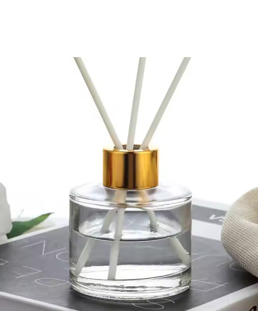 Flacon diffuseur en verre 50ml avec bouchon doré+2 Bâton 15CM (blanc noir)