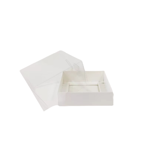 Ensemble Boîte carrée à base de papier blanc transparente 12x12x3cm boîte,Pour Bougies,Henné et roses et cadeaux de fête