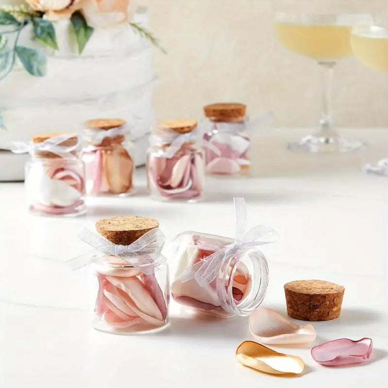 Fiole en Verre Transparent avec Bouchon Liège,5x4.5cm Dragées,Pour Bougies,Henné et roses et cadeaux de fête