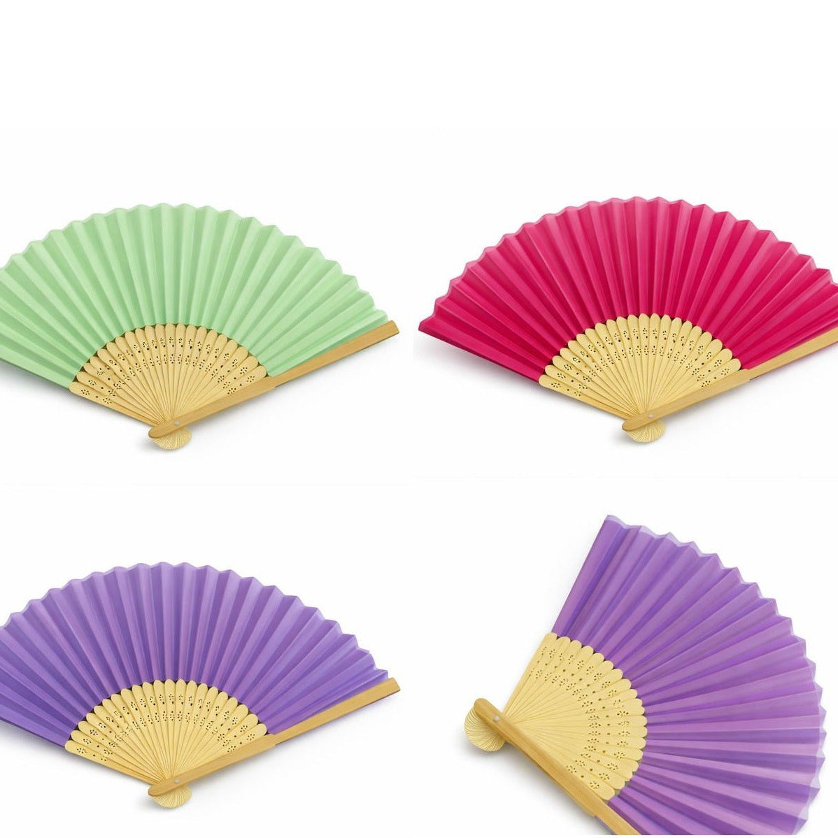 Éventail traditionnel élégant en bois naturel et papier Rose