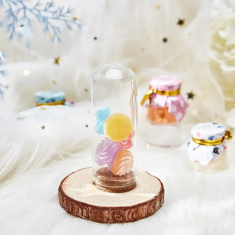 Bocaux en Verre avec Base en Liège,Transparent 7x3.5cm,Dragées,Pour Henné et roses et cadeaux de fête