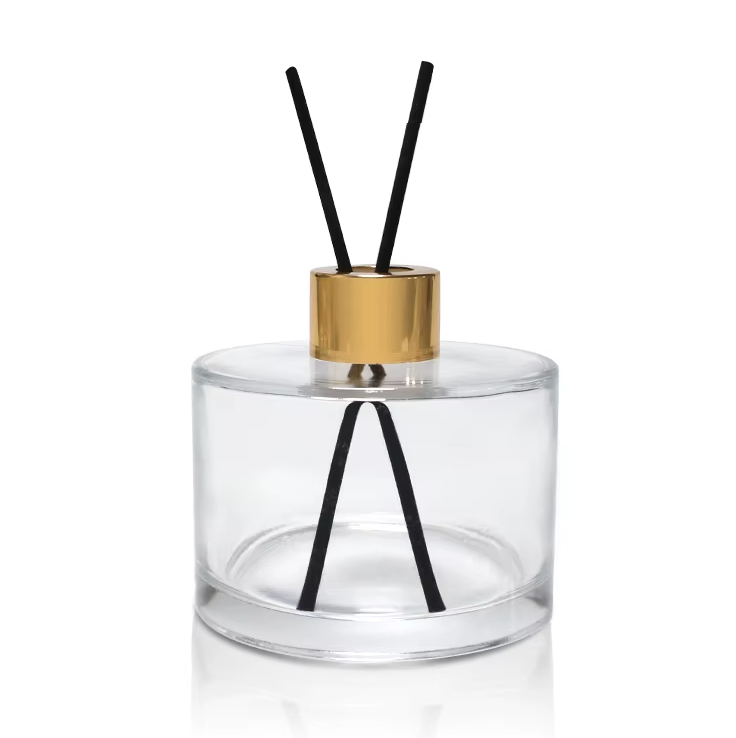 Flacon diffuseur en verre 50ml avec bouchon doré+2 Bâton 15CM (blanc noir)