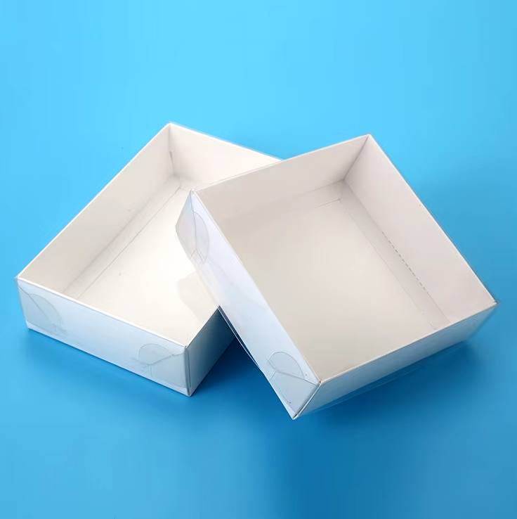 Ensemble Boîte carrée à base de papier blanc transparente 12x12x3cm boîte,Pour Bougies,Henné et roses et cadeaux de fête