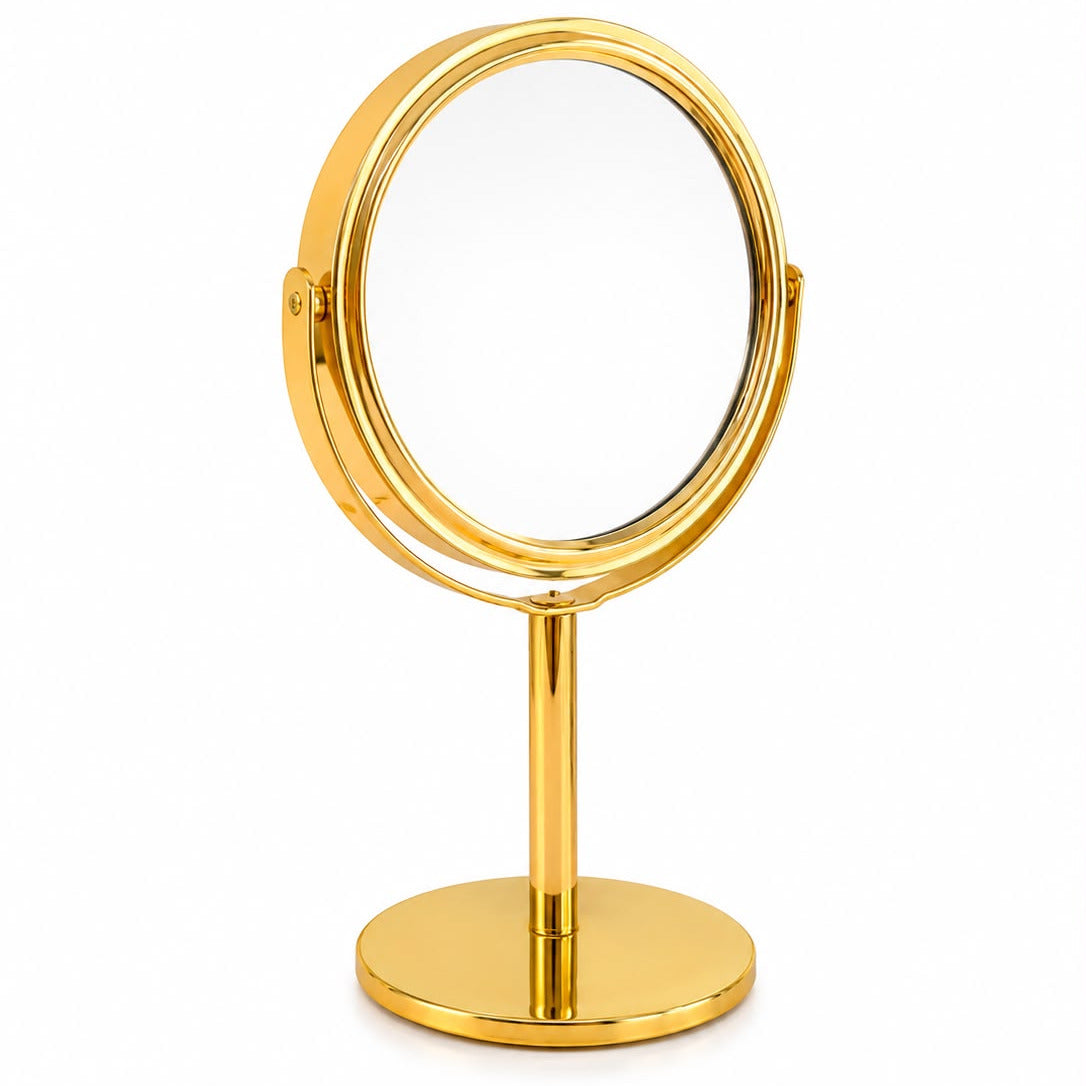 Miroir de Maquillage Rond Luxe Doré Cadeau et Souvenir Élégant pour Mariages, Fiançailles et Événements