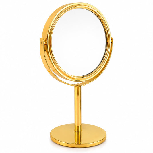 Miroir de Maquillage Rond Luxe Doré Cadeau et Souvenir Élégant pour Mariages, Fiançailles et Événements