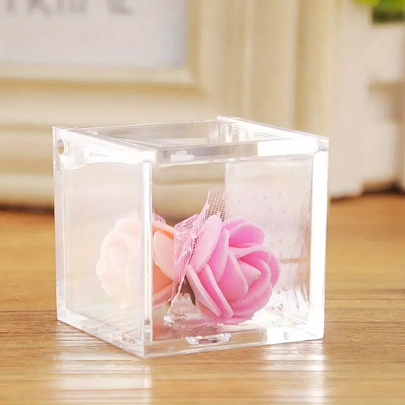 Boîtes Plexiglas Transparent 4.5x4.5x4.5 cm,Sachets à Dragées,pour Bonbonnière,Bougies et cadeaux de fête