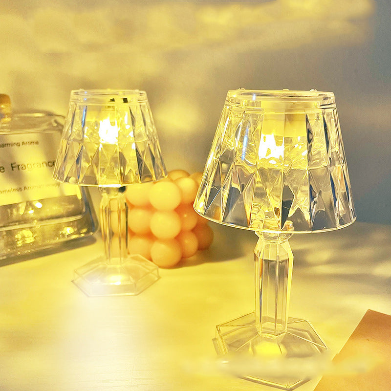 Lampe de table en cristal avec lumière LED chaleureuse 12 cm 6,5 cm