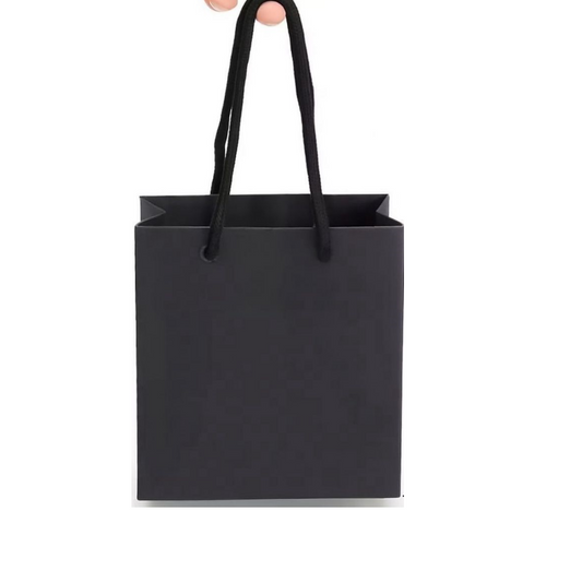 Petit Sac Cadeau Élégant en Papier avec Poignée en Corde (16×16×8 cm) noir mate