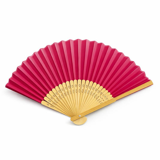 Éventail traditionnel élégant en bois naturel et papier Rose