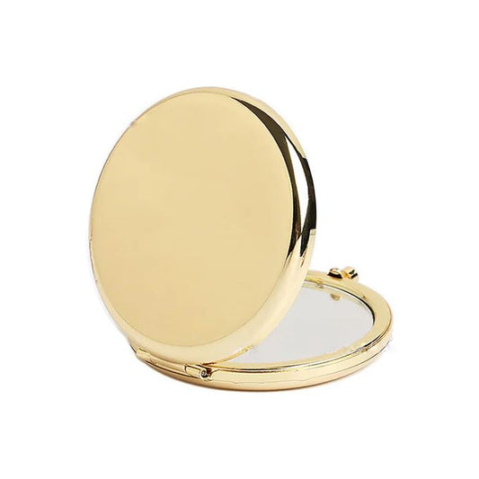 Miroir de Maquillage Rond Double Face Doré Cadeau Élégant et Souvenir de Mariage