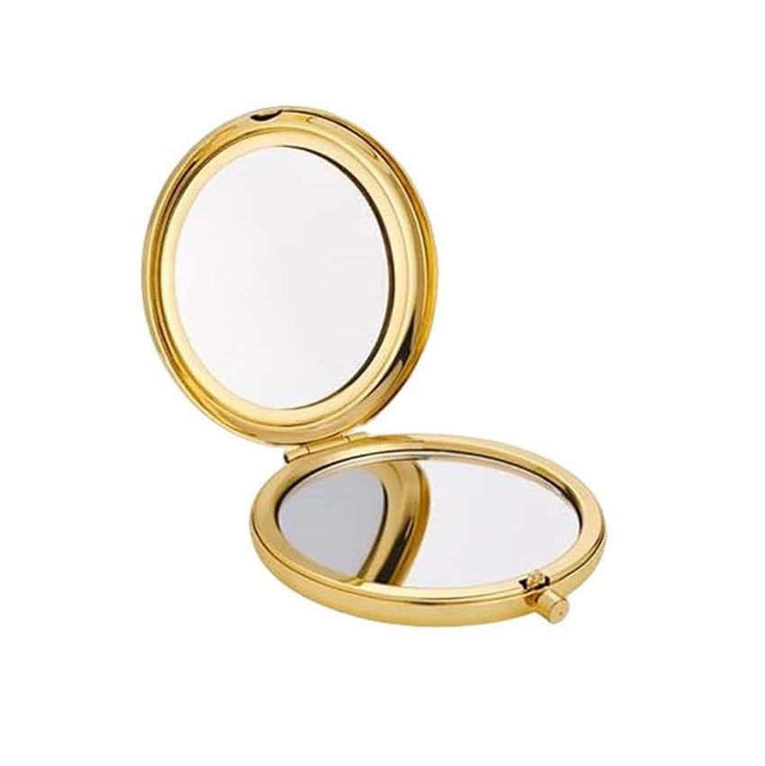 Miroir de Maquillage Rond Double Face Doré Cadeau Élégant et Souvenir de Mariage