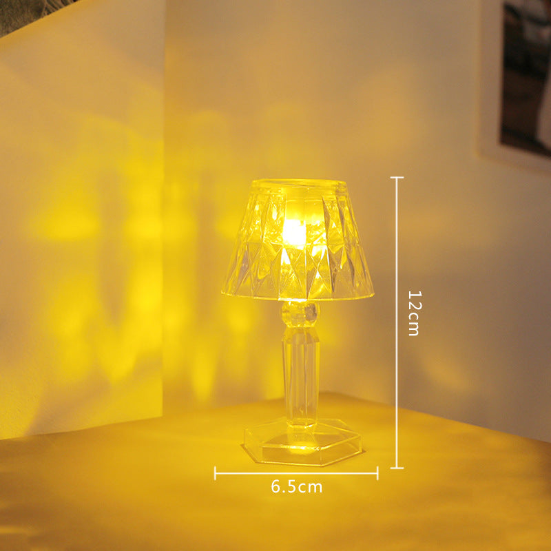 Lampe de table en cristal avec lumière LED chaleureuse 12 cm 6,5 cm