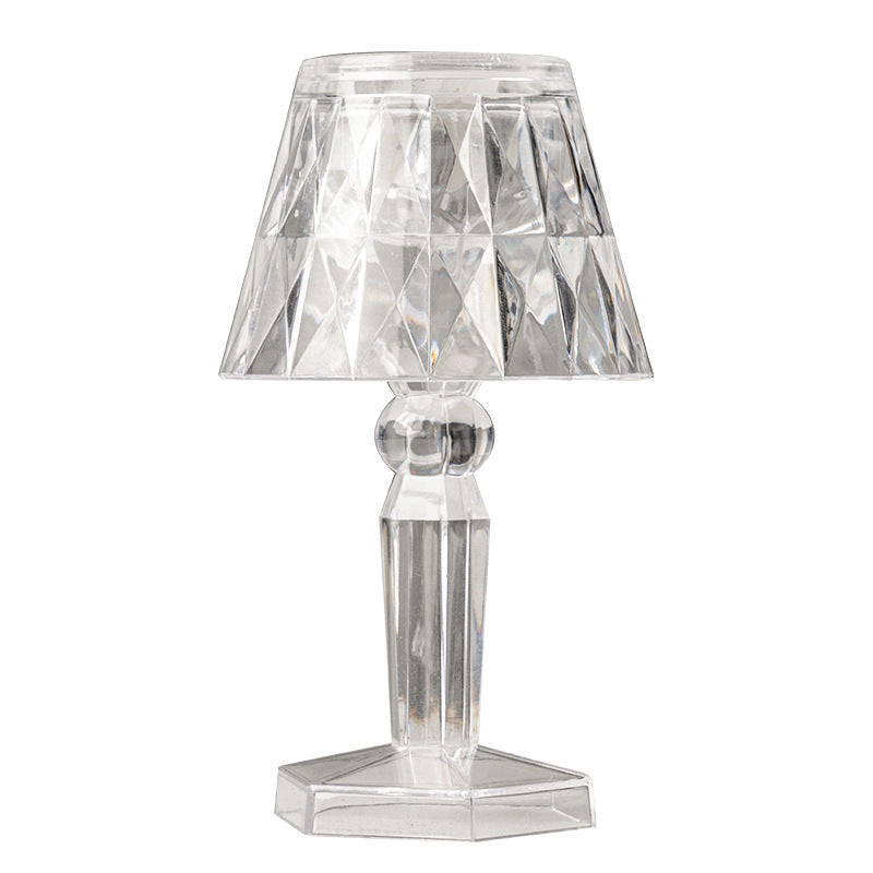 Lampe de table en cristal avec lumière LED chaleureuse 12 cm 6,5 cm